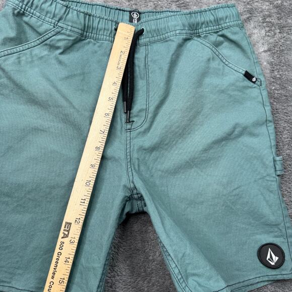 Volcom Big Boys Krafter Shorts Canvas Skate Outdoor Basketball Green Youth XL - Picture 7 of 8